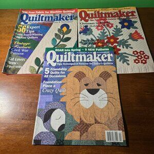 Quiltmaker magazine lotNov/Dec 1998, Mar/Apr 1999,Jan/Feb 2001 Lion
